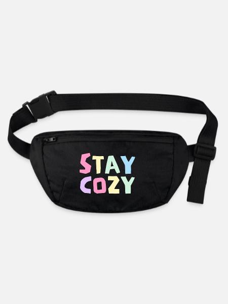 Funny Stay Cozy, Humor Winter Season Lovers - Stanley/Stella recycled Hip Bag  - black - Front