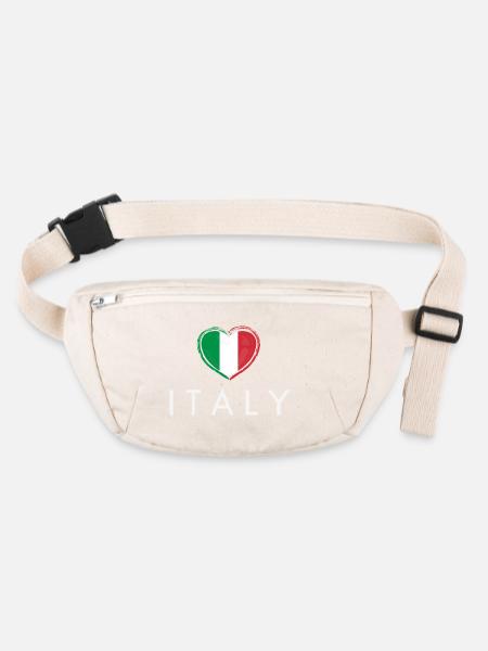 Herz mit italienischer Flagge, italienischer Stolz - Stanley/Stella recycelte Gürteltasche - Naturweiß - Vorne