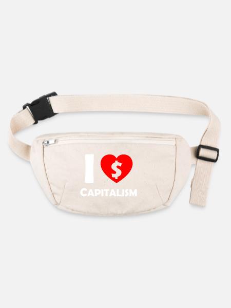 J’adore le capitalisme Heart Dollar - Sac banane recyclé Stanley/Stella - blanc naturel - Devant