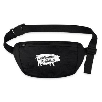 Schnitzel Fan Lieblingstier Schwein Fleischesser - Stanley/Stella recycelte Gürteltasche - Schwarz - Vorne
