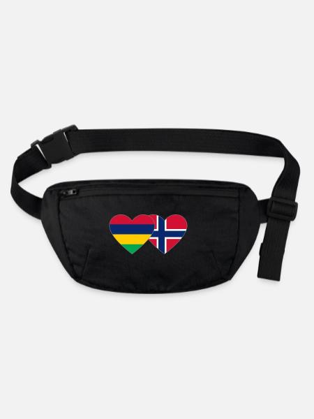 Mauritius Norway Flag Heart - Stanley/Stella recycled Hip Bag  - black - Front