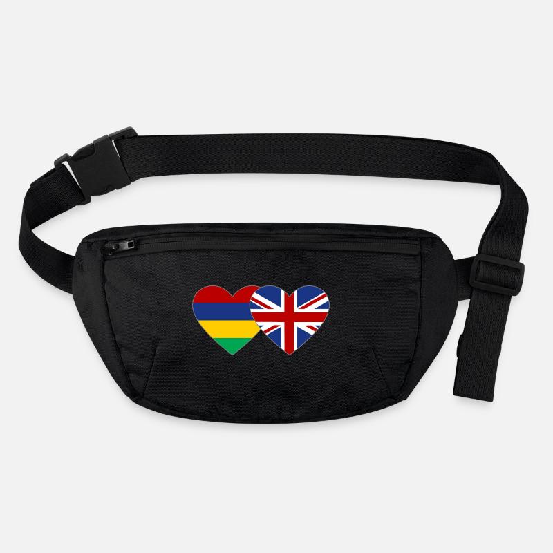 Mauritius England Flagge Herz Stanley/Stella recycelte Gürteltasche