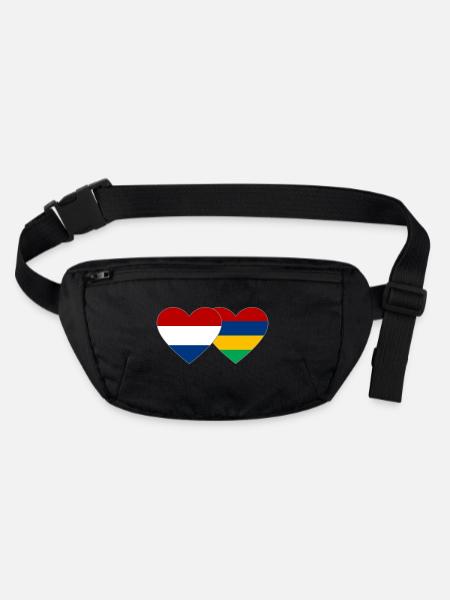Holland Mauritius Flag Heart - Stanley/Stella recycled Hip Bag  - black - Front