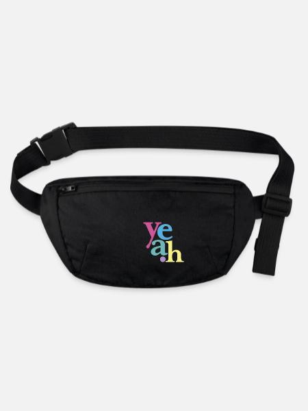yeah neonpastell - Stanley/Stella recycelte Gürteltasche - Schwarz - Vorne