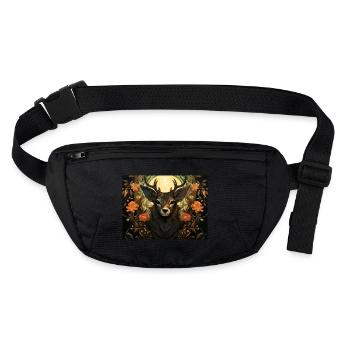 Nature Poetry: An Ensemble of Flora and Fauna 🌸🦌 - Stanley/Stella recycled Hip Bag  - black - Front