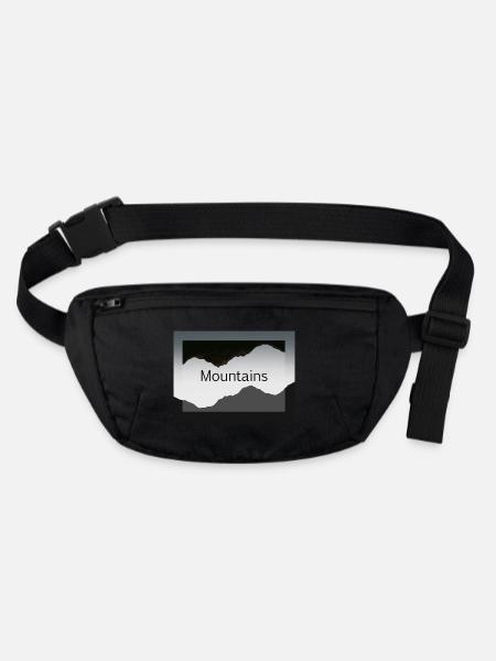Bergsilhouetten im Kontrast - Stanley/Stella recycelte Gürteltasche - Schwarz - Vorne