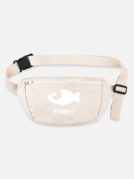 Minimalistischer Fisch Icon Angeln Meer Ozean - Stanley/Stella recycelte Gürteltasche - Naturweiß - Vorne