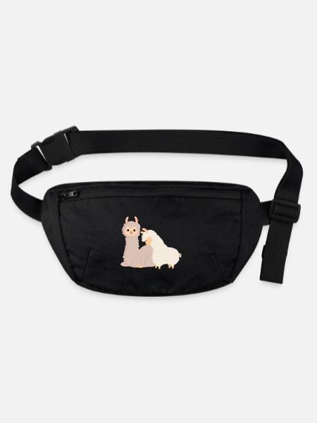 Maman et moi mignon lama avec cadeau de maman - Sac banane recyclé Stanley/Stella - noir - Devant