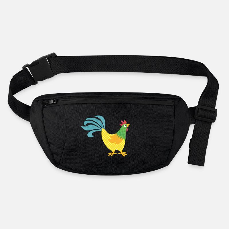 Hahn Muster bunt Ostern Bauer Tierliebe farbenfroh Stanley/Stella recycelte Gürteltasche