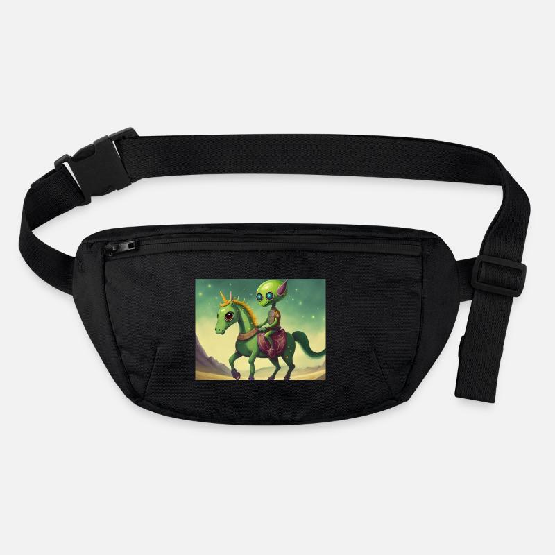 cute little green retro alien riding a horse Stanley/Stella recycled Hip Bag 