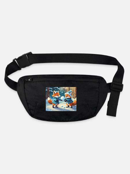 cute little fiend fox everyday life – playing snow - Stanley/Stella recycled Hip Bag  - black - Front