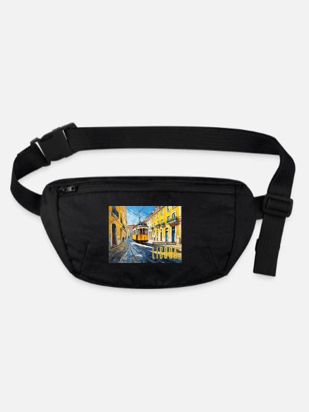Cheira Lisboa, Sehnsucht nach Lissabon by Franky - Stanley/Stella recycelte Gürteltasche - Schwarz - Vorne