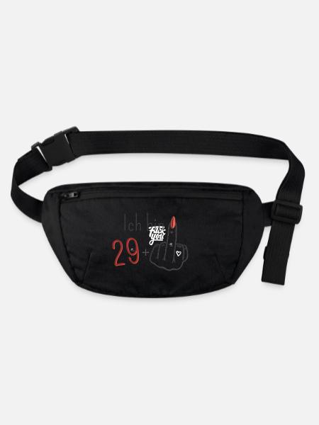 J’ai 29+ ans | Drôle d’anniversaire disant les femmes - Sac banane recyclé Stanley/Stella - noir - Devant