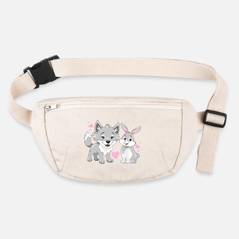 Happy baby wolf and cute smiling rabbit Stanley/Stella recycled Hip Bag 