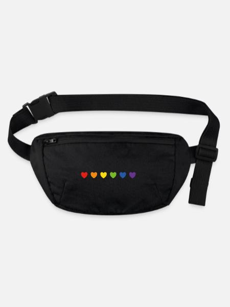 Rainbow pride hearts - Stanley/Stella recycled Hip Bag  - black - Front