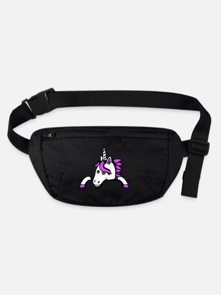 Einhorn Hinter Zaun Mauer Tasche Süß Klein Gemalt - Stanley/Stella recycelte Gürteltasche - Schwarz - Vorne