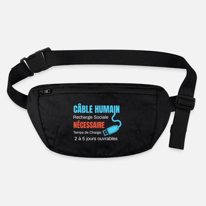 Human Cable Social Recharge humor Stanley/Stella recycled Hip Bag 