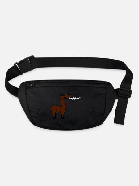 Spitting Llama - Stanley/Stella recycled Hip Bag  - black - Front