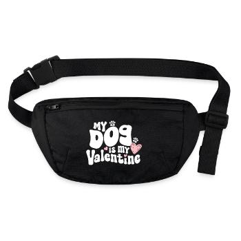 "My dog is my Valentine" / V-Day - Stanley/Stella recycled Hip Bag  - black - Front