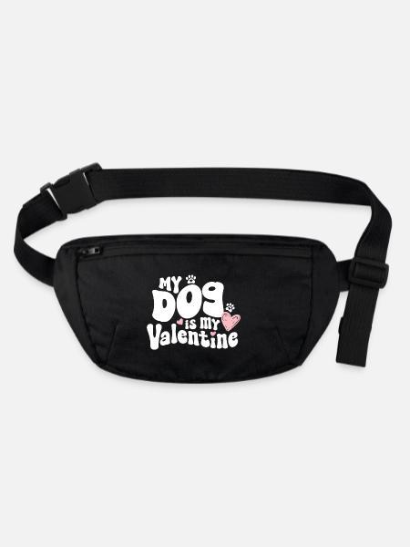 « Mon chien est mon Valentin » / V-Day - Sac banane recyclé Stanley/Stella - noir - Devant