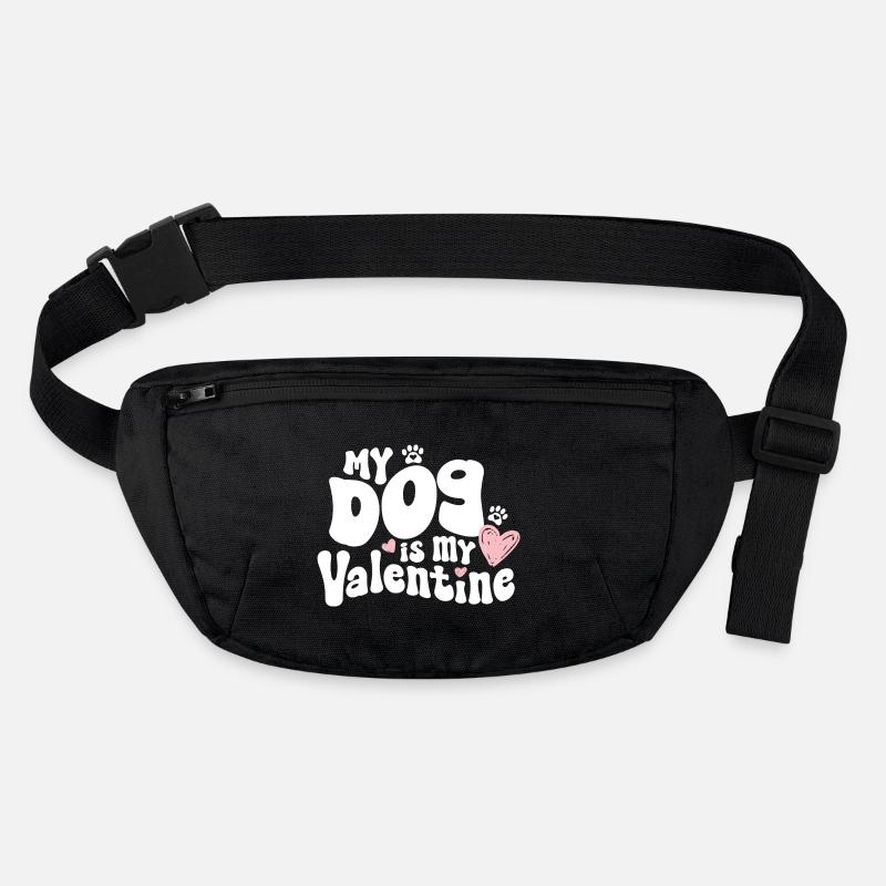 "My dog is my Valentine" / V-Day - Stanley/Stella recycelte Gürteltasche - Schwarz