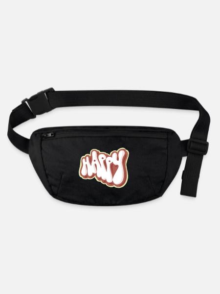 Happy - Stanley/Stella recycled Hip Bag  - black - Front