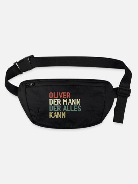 Oliver The man who can do everything First name Oliver - Stanley/Stella recycled Hip Bag  - black - Front