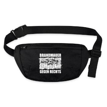 Brandmauer - Gegen Rechts, gegen Hetze - Stanley/Stella recycelte Gürteltasche - Schwarz - Vorne