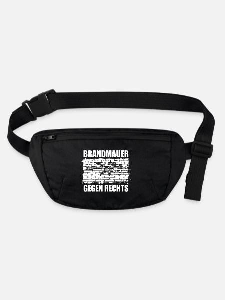 Brandmauer - Gegen Rechts, gegen Hetze - Stanley/Stella recycelte Gürteltasche - Schwarz - Vorne