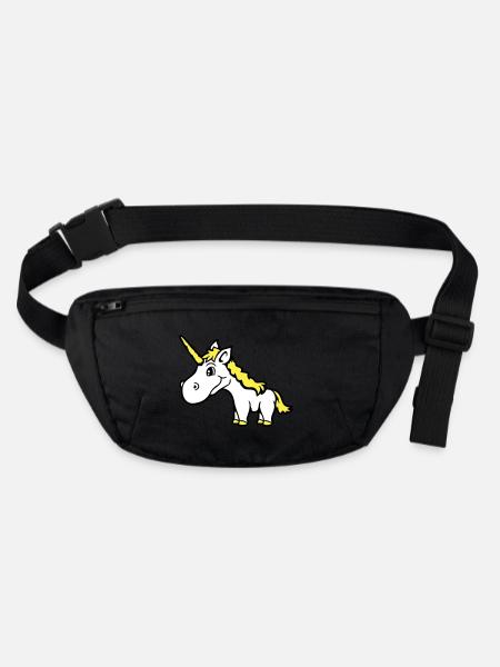 Einhorn Pink Süß Hübsch Freundlich Cartoon Pferd - Stanley/Stella recycelte Gürteltasche - Schwarz - Vorne