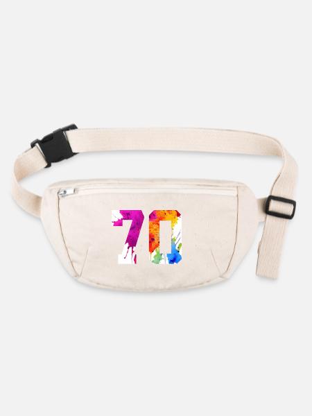 NUMMER 70 JAHRE ALT 70. GEBURTSTAG - Stanley/Stella recycelte Gürteltasche - Naturweiß - Vorne
