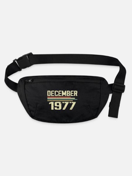 December 1977 Vintage Retro Birthday - Stanley/Stella recycled Hip Bag  - black - Front
