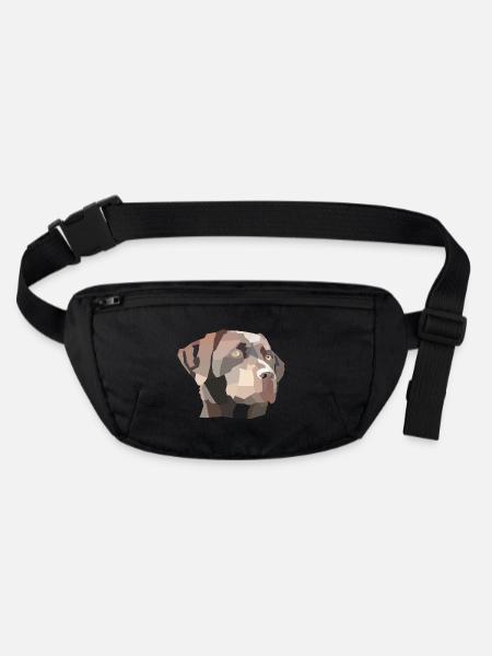 Labrador Kopf Braun Low Poly Mosaik - Stanley/Stella recycelte Gürteltasche - Schwarz - Vorne
