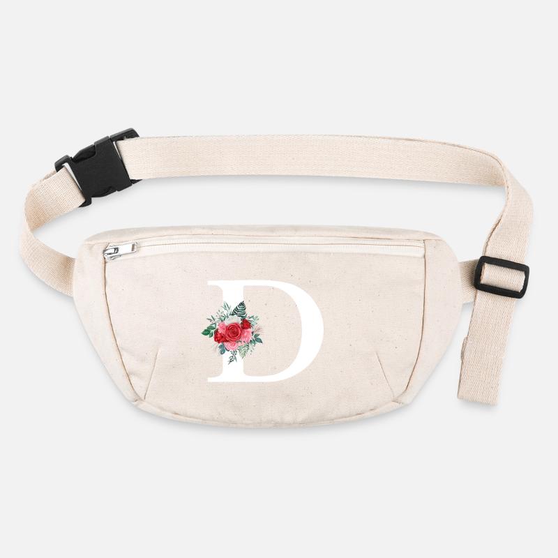 Lettre D floral rouge Sac banane recyclé Stanley/Stella