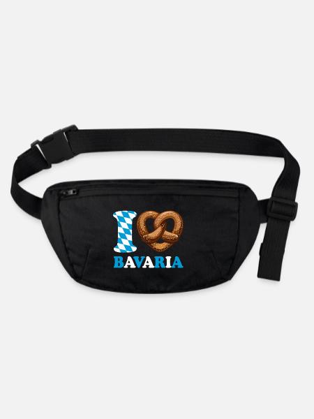 J’aime le bretzel de Bavière - Coeur - Dire - Sac banane recyclé Stanley/Stella - noir - Devant