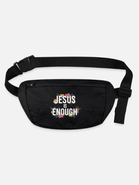 JESUS IS ENOUGH Bibelvers Spruch christlich floral - Stanley/Stella recycelte Gürteltasche - Schwarz - Vorne