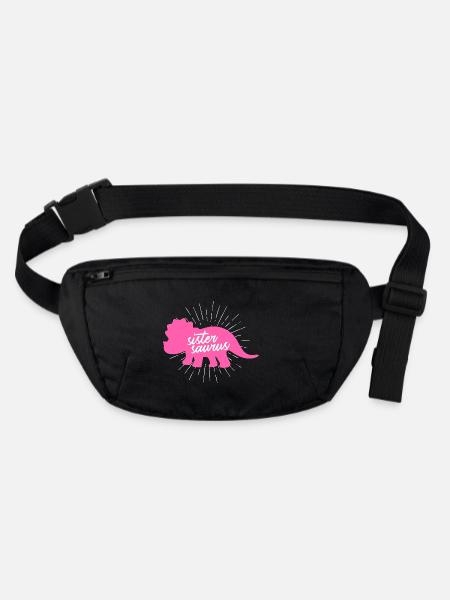 Sistersaurus Drôle de Sœur Dinosaure Tricératops - Sac banane recyclé Stanley/Stella - noir - Devant