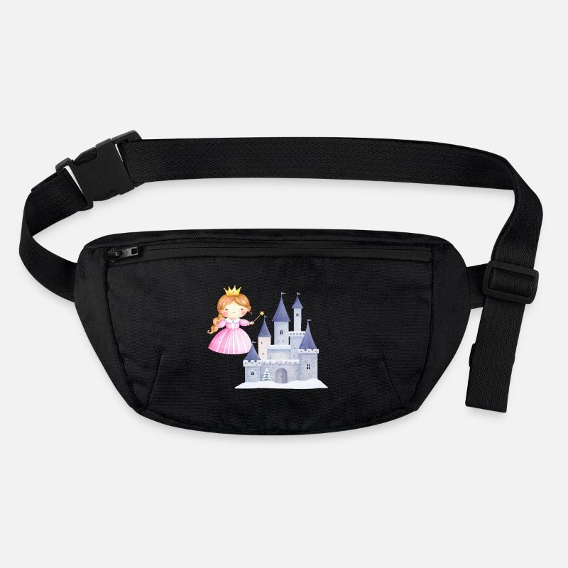 Princesse devant le château de neige - Sac banane recyclé Stanley/Stella - noir