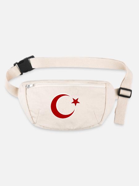 Roter Mond-Stern Motiv Türkei - Stanley/Stella recycelte Gürteltasche - Naturweiß - Vorne