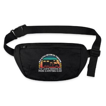 Camping-car thérapie humour camping cadeau vintage - Sac banane recyclé Stanley/Stella - noir - Devant