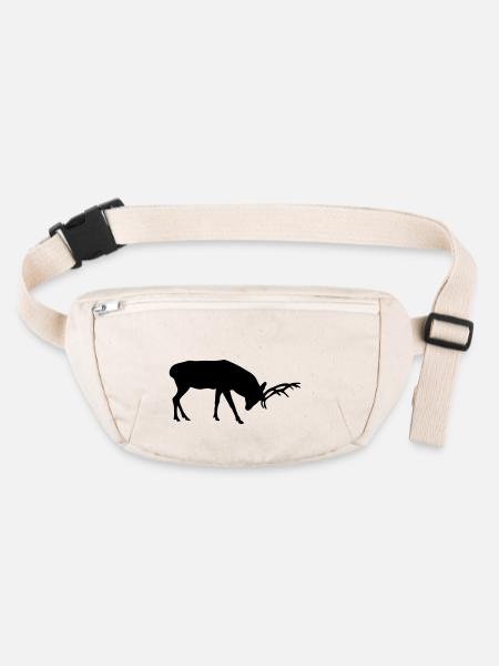 cerfs - bois de cervidé - la chasse - chasseur - Sac banane recyclé Stanley/Stella - blanc naturel - Devant