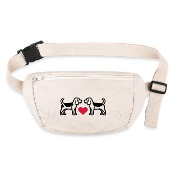 Beagle Hund Beagles 2 Hunde Liebe Herz - Stanley/Stella recycelte Gürteltasche - Naturweiß - Vorne