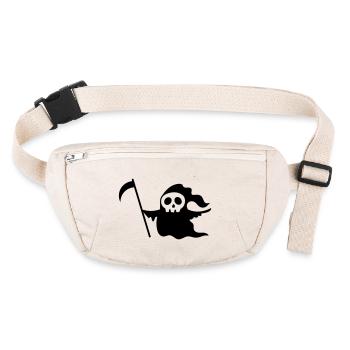 Crâne de mort ambulant avec une faux - Sac banane recyclé Stanley/Stella - blanc naturel - Devant