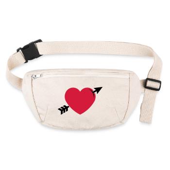 Coeur avec flèche d’amour (En amour / Saint Valentin 2C) - Sac banane recyclé Stanley/Stella - blanc naturel - Devant
