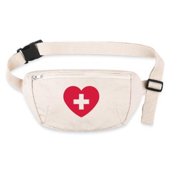 Heart With Swiss Cross (I Love Switzerland / 1C) - Stanley/Stella recycled Hip Bag  - natural - Front