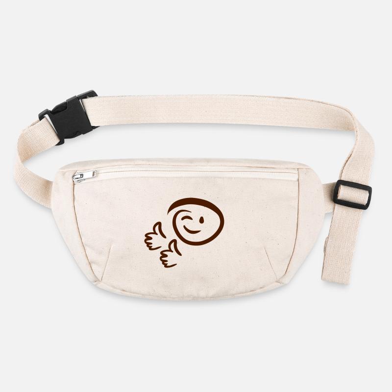Face winks, shows two thumbs up. Emoticon. Stanley/Stella recycled Hip Bag 