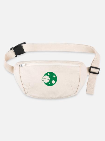 Planet and moon and star in a circle - Stanley/Stella recycled Hip Bag  - natural - Front