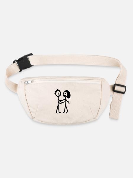 Chiffre de bâton de couples - ligne - Sac banane recyclé Stanley/Stella - blanc naturel - Devant