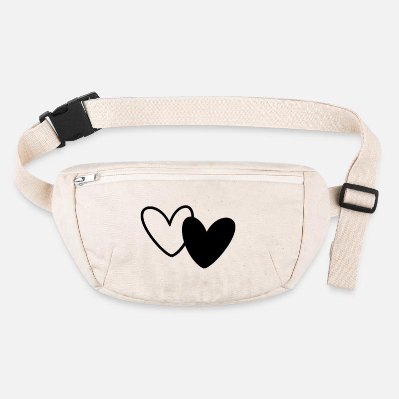 Two Hearts Black White Stanley/Stella recycled Hip Bag 