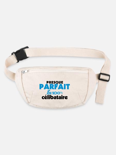 Presque Parfait - 100% CELIBATAIRE (2c) - Sac banane recyclé Stanley/Stella - blanc naturel - Devant